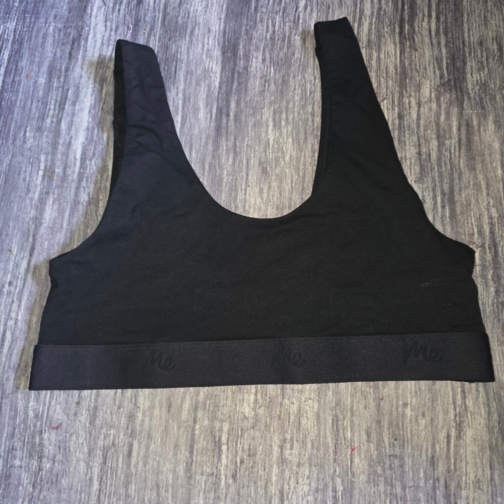 MeUndies Womens U-Back Bralette Black Organic Cotton Wireless WCS10 Size M
